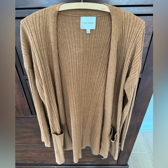 PINK ROSE Caramel Colored Cardigan - Picture 7 of 7